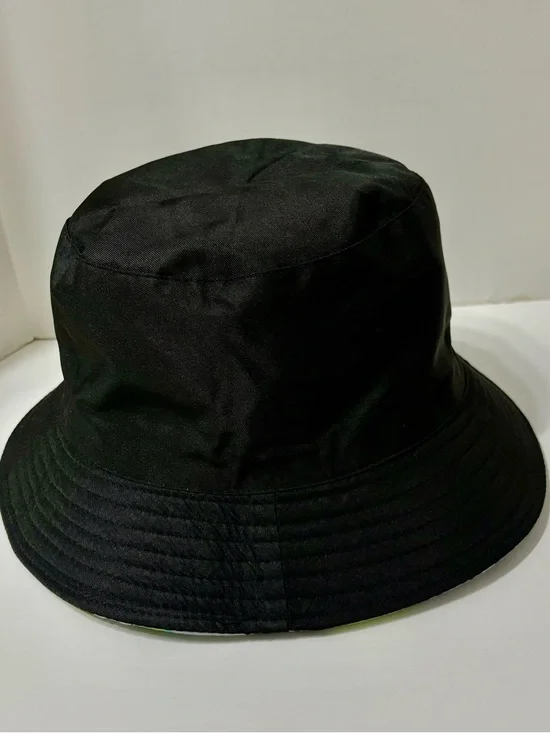 Floral Bucket Hat -Vibrant Botanical Print One Side Black On Inside - Picture 3 of 4